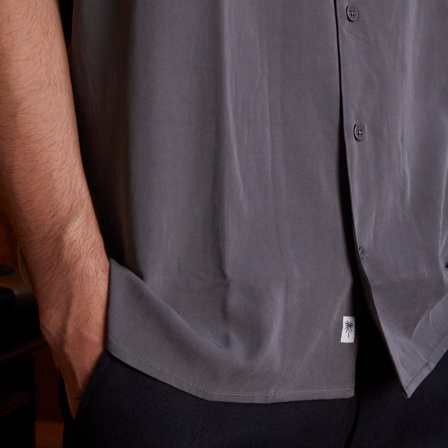 Hali Cropped Resort Shirt Grey