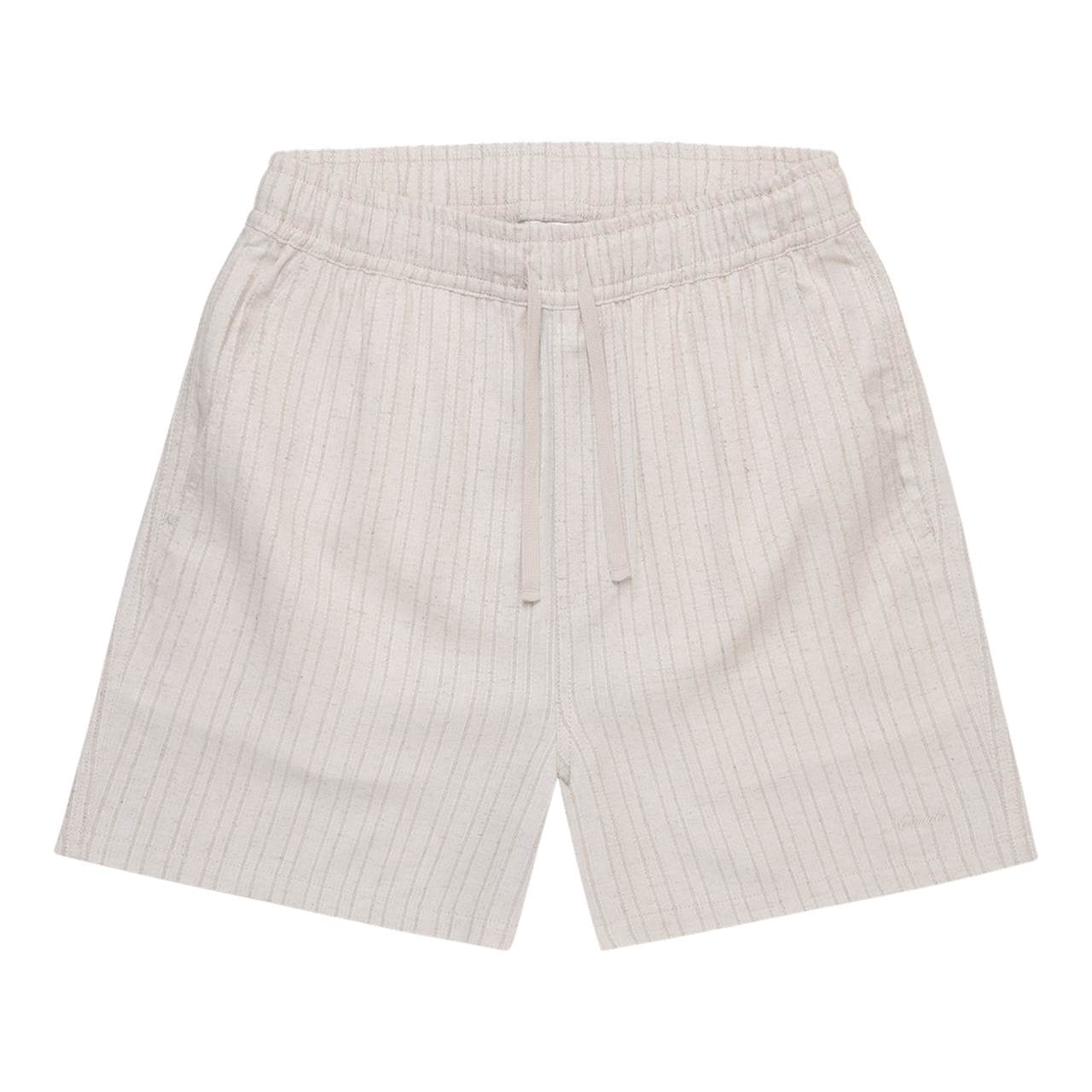 Paloma Linen Striped Elasticated Short Oatmeal
